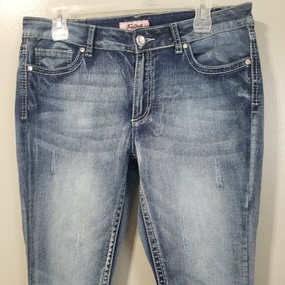 True Luck Jeans size 13/14 Mid Rise Boot Cut Bling - Picture 12 of 14